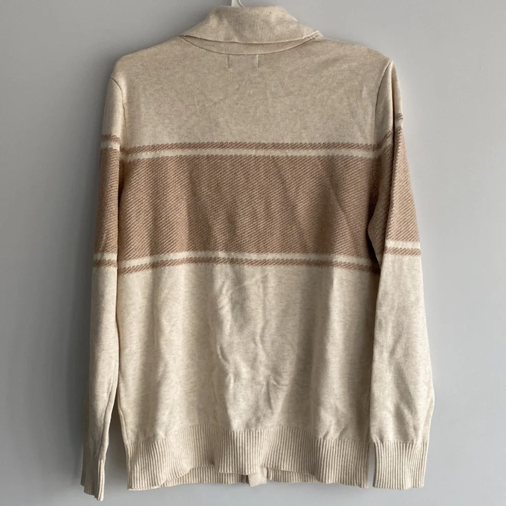 Men’s Cotton Knit Cardigan Lapel Collar Button Down Goodfellow & Co Cream Size M - Picture 4 of 5